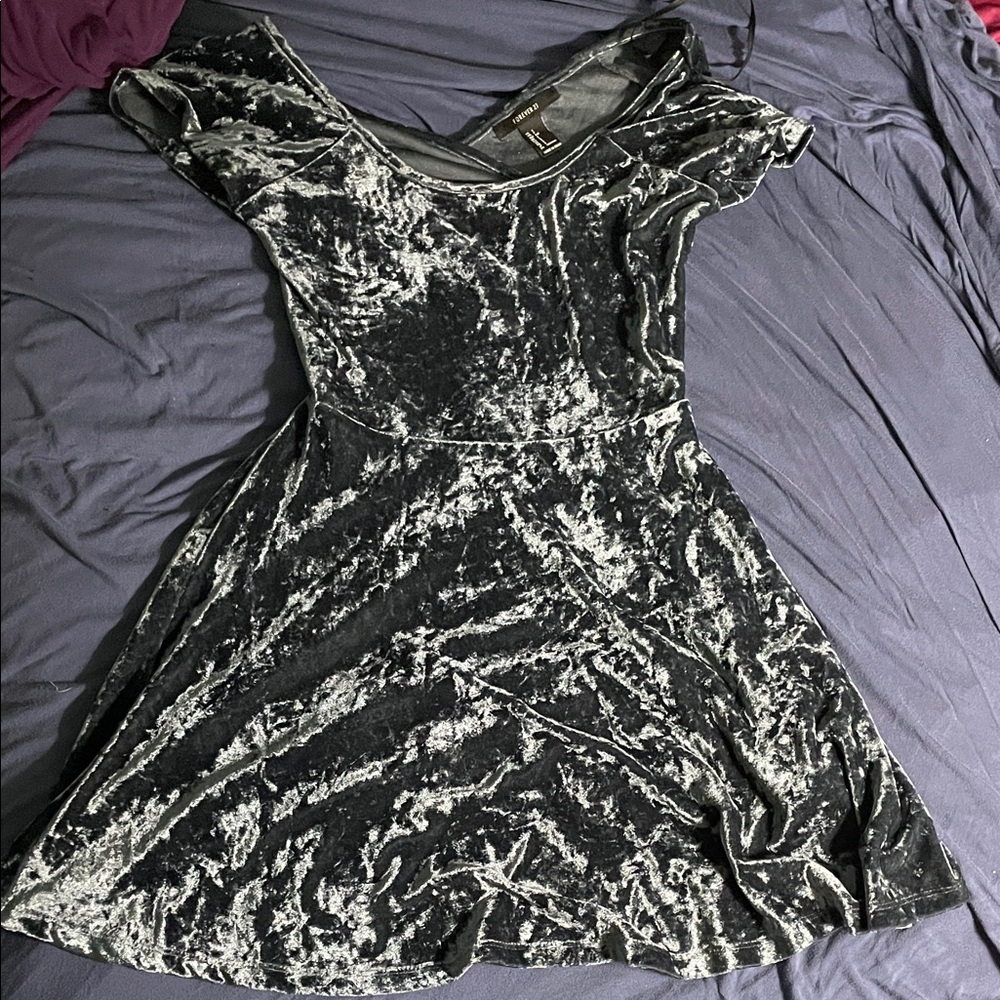 Forever 21 Shimmering Blue Velvet Mini Dress